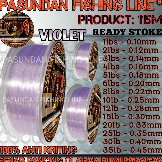 Pesce- Pasundan Fishing Line Rna Violet 100Meter+15M(115M)Benang Tali Senar Pancing Olahan Siap Paka
