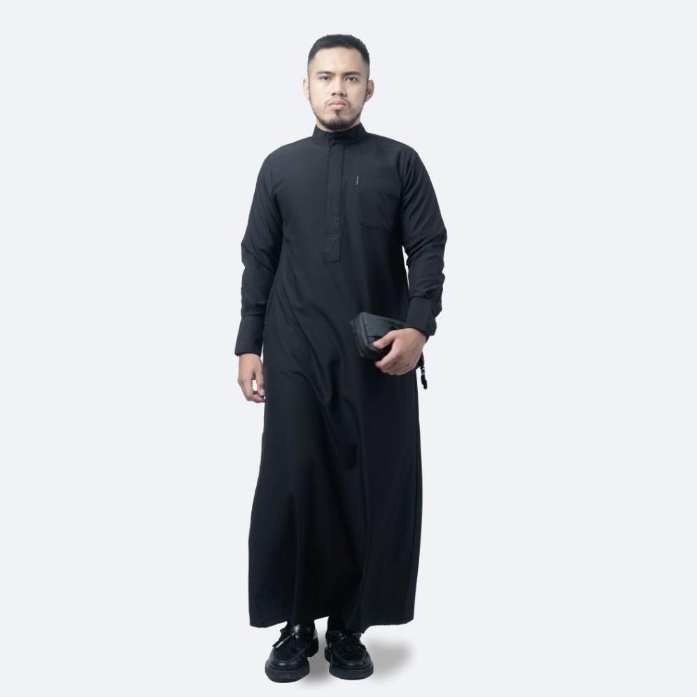 ORIGINAL KHOIRUMMAH JUBAH SULTAN | JUBAH POLOS SULTAN | GAMIS PRIA DEWASA LENGAN PANJANG | BLACK