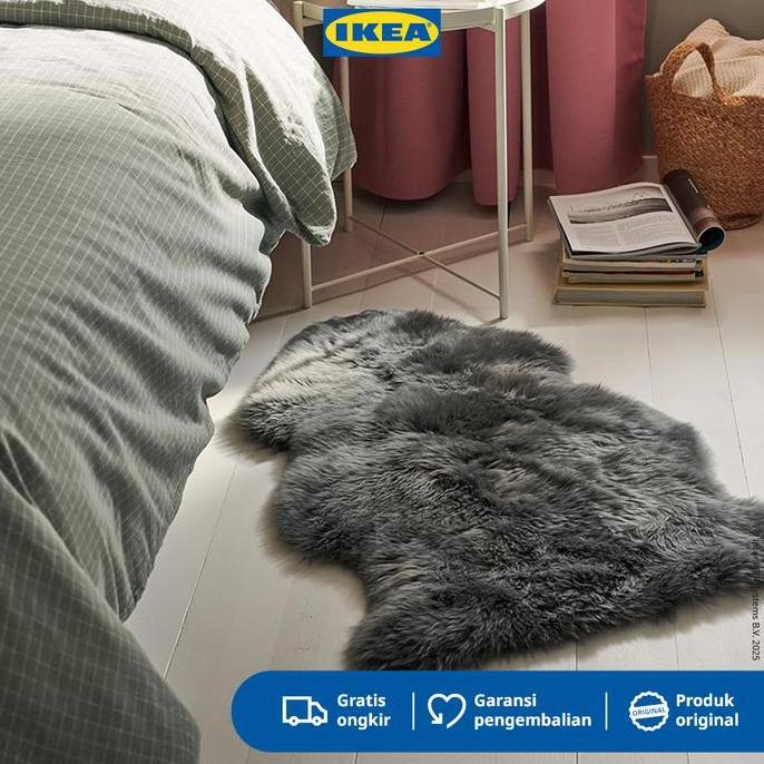 PROMO TERBATAS - IKEA ULLERSLEV Karpet Kulit Domba Serbauguna Abu Muda 85cm