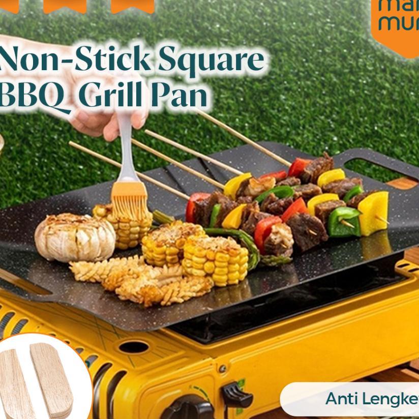 Marumura Square Bbq Grill Pan | Non Stick | Alat Pemanggang Anti Lengket | Wajan Teflon Kotak Bbq