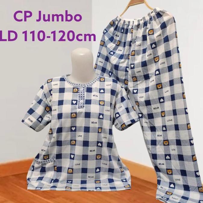 Vestito- Setelan Baju Tidur Kaos Cp Jumbo Xxxl Bahan Kaos Tebal Ld 108-118Cm