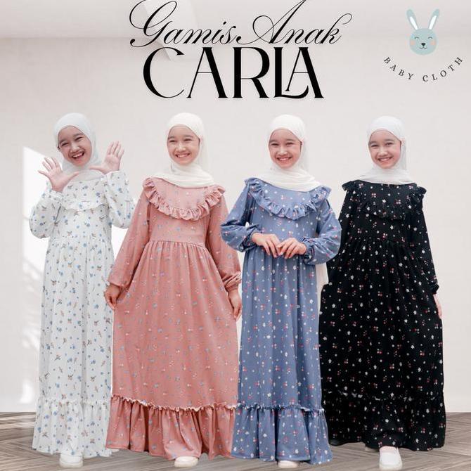 Stile- Gamis Anak Carla Smlxl Baby.Cloth Untuk Umur 3-14Tahun Tanpa Hijab Baju Muslim Panjang Remaja