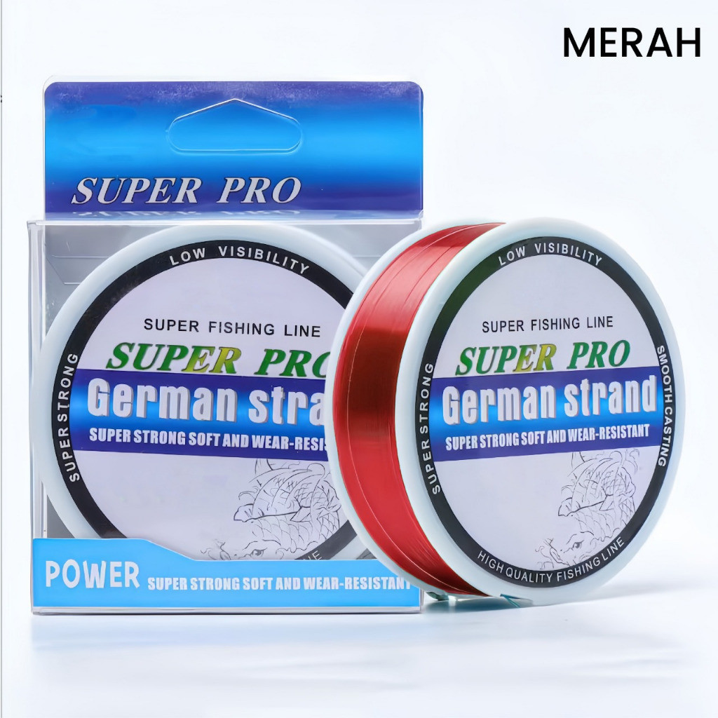 Senar Pancing Nylon 200M German Strand Full Fluorocarbon Tali Senar Super Kuat Anti Putus