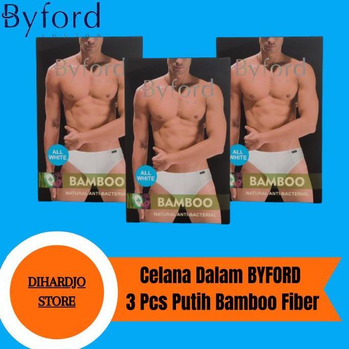 Promo Byford Celana Dalam Pria Putih Isi 3 Pcs All White Bamboo Fiber