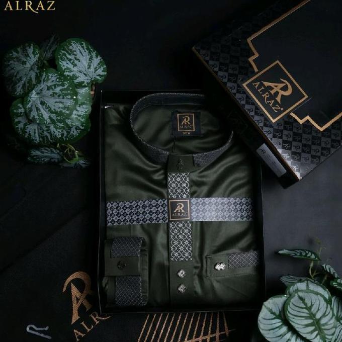 RASYID | Jubah Al Raz Polyester Premium Lengan Panjang Manset Kombinasi Bordir Zipper | Gamis Pria M