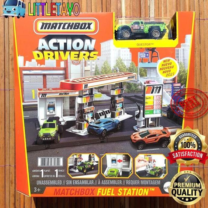 MATCHBOX ACTION DRIVERS FUEL STATION PLAY SET - GAS PUMP QUESTOR POM New