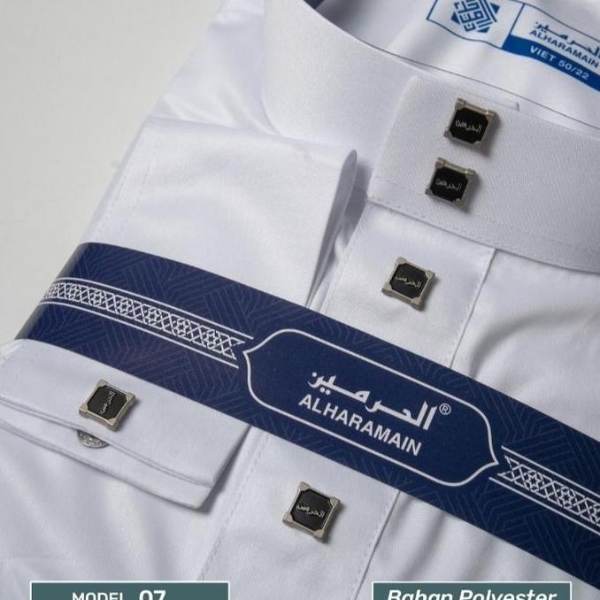 Jubah Al Haramain Hitam Putih Premium Manset 07