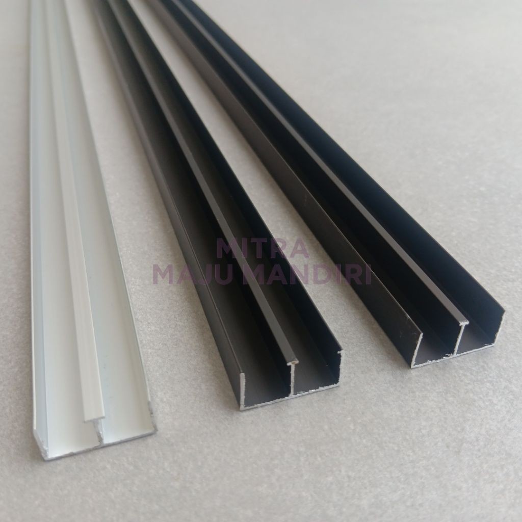 Rel Aluminium M 2 Jalur Rell Pintu Kolong Meja Dapur Sliding 3 Meter