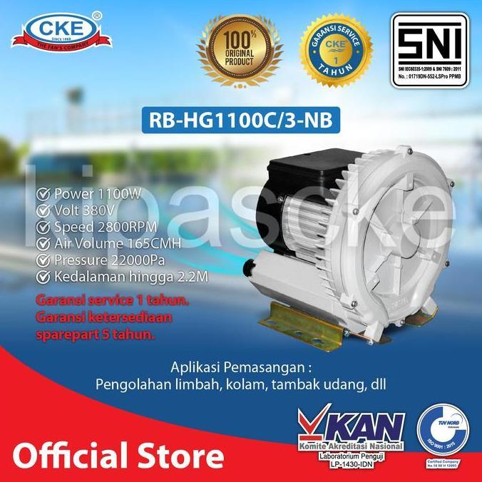 Ring Blower 1.1Kw 380V Air Pump Blower Pompa Udara Aerator 1100 W