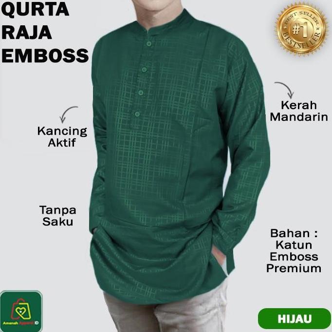 Baju Koko Pria Lengan Panjang QURTA RAJA EMBOSS JUMBO M-XXL / 26139