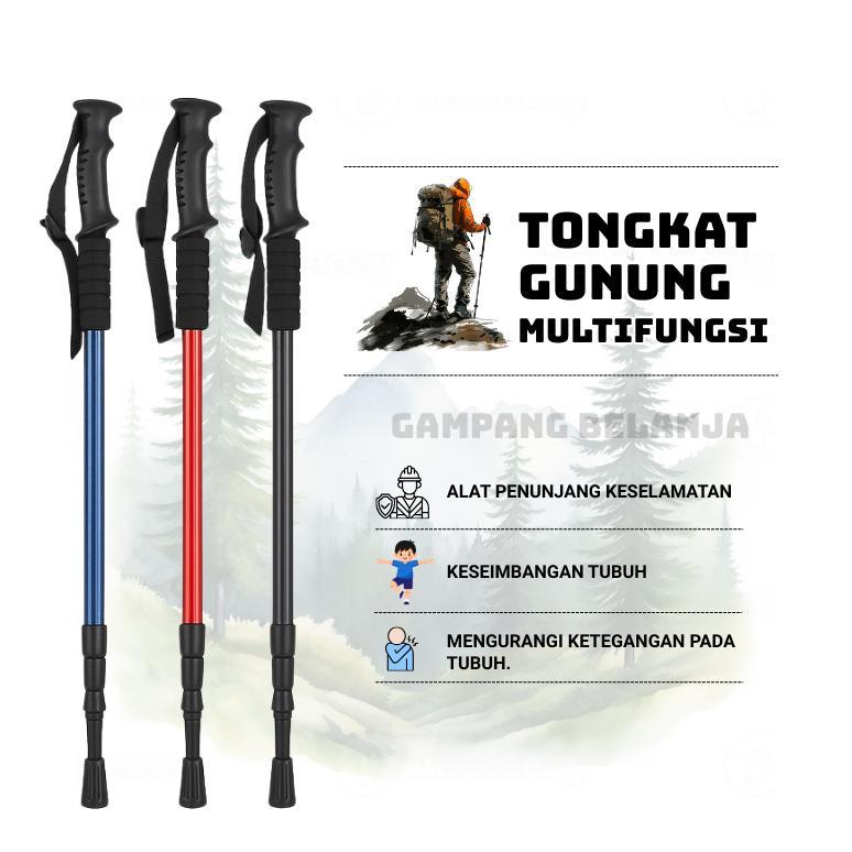 Tongkat Hiking Gunung Lurus/ Tongkat Hiking Trekking Pole
