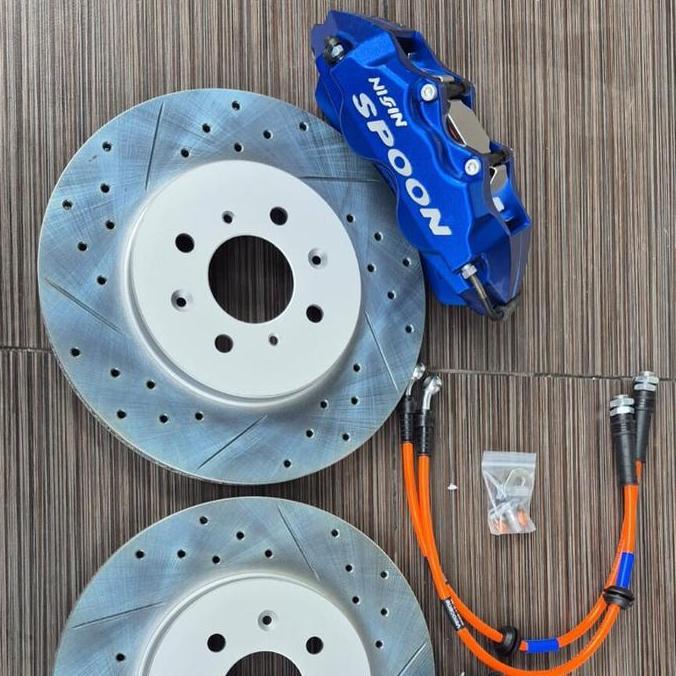 Murah Big Brake Kit Rem Disc Bbk Spoon 4 Pot Pnp Braided Honda