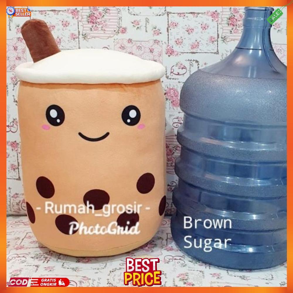 Boneka bantal boba milk tea brown sugar JUMBO - Cokelat Tersedia Juga Boneka boba jumbo murah Boneka
