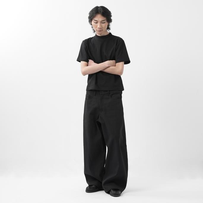 Anata- 'Forma' Wide Black Denim Pants / Celana Panjang Bahan Denim / Celana Unisex