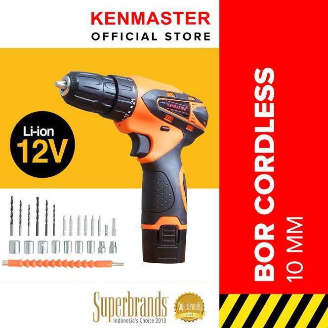 Kenmaster Bor Cordless Drill 10Mm 12V Km12Bor Tanpa Kabel Bor