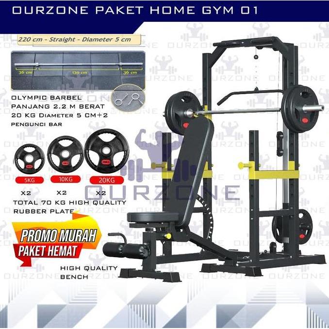 Home Gym Ourzone Paket Power Rack Squat Bench Press Rack Set
