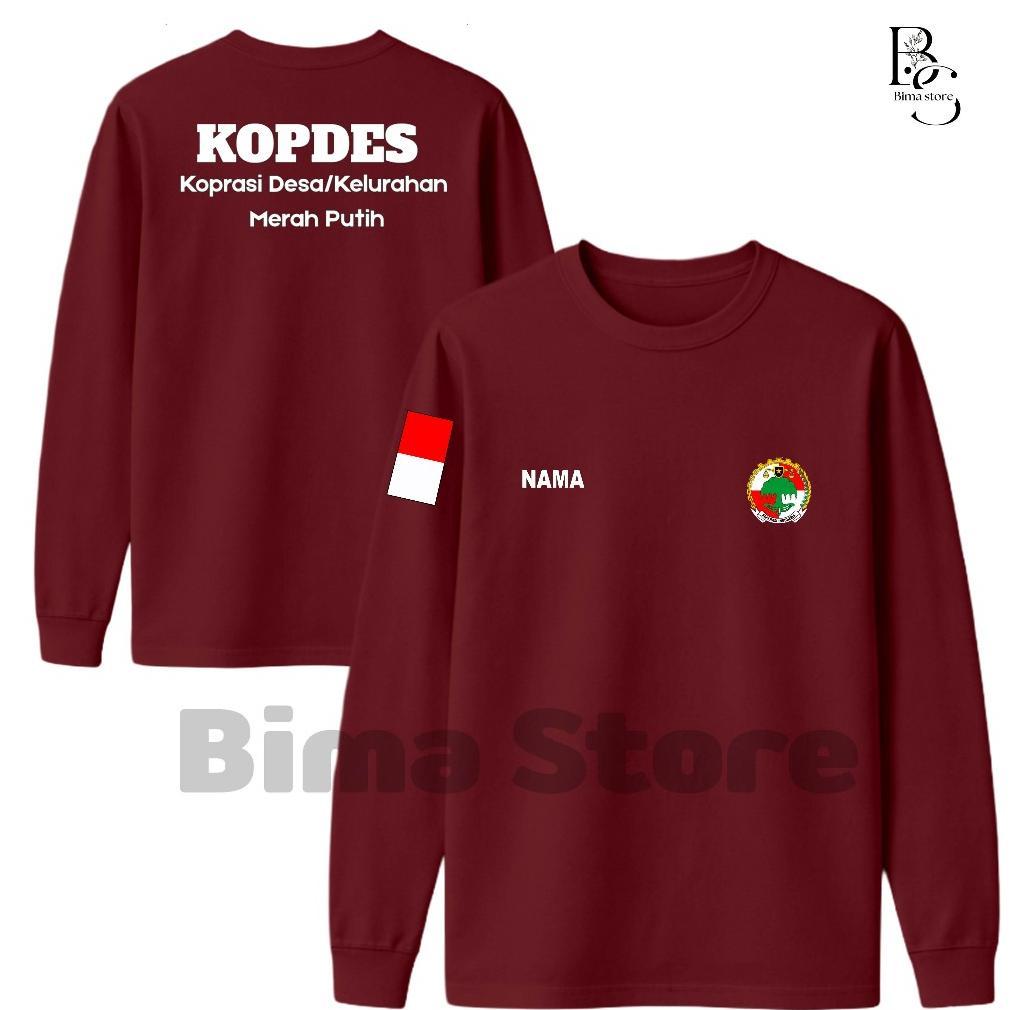 Best Seller Kaos Baju Kopdes Koperasi Desa/Lurah Merah Putih - Catton 24S Lengan Pajang Sablon Dtf U