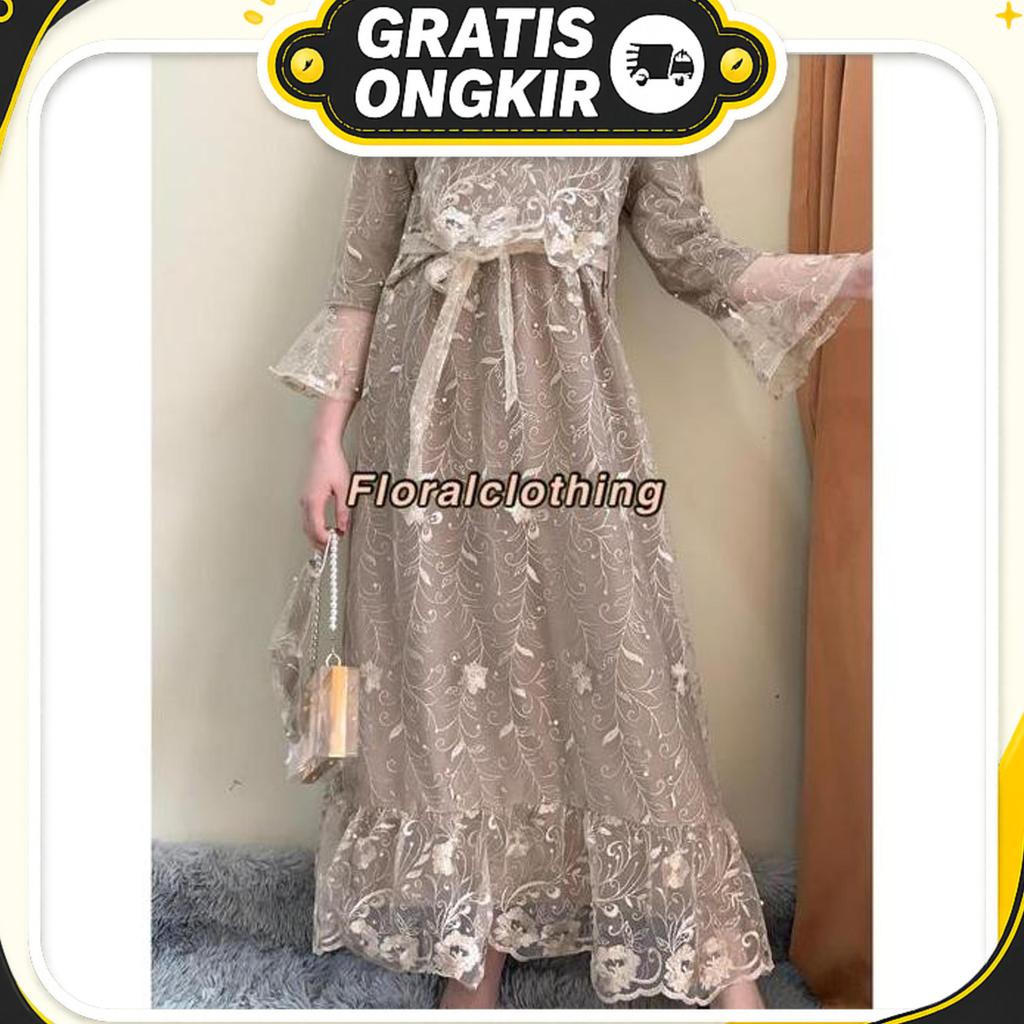 Long Dress Kondangan Muslim Mewah Bahan Premium Brokat F64