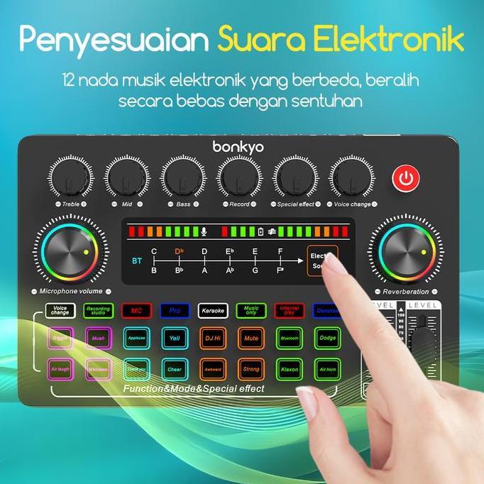 Youngshort33 - Bonkyo Paket Peralatan Streaming Lengkap: Sound Card F999X + Mikrofon M990 + Lampu De