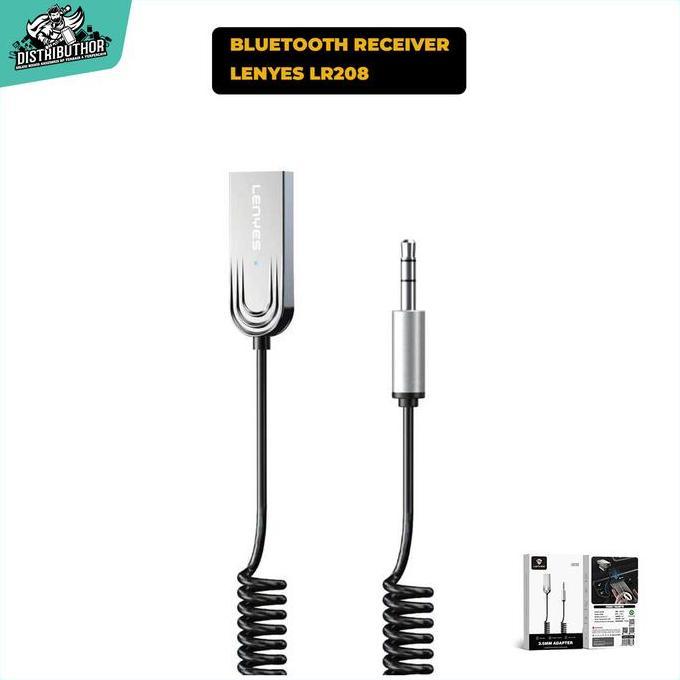 Bluetooth Receiver LENYES LR208 Aux 3.5mm Wireless Adapter Audio Mobil + Mic Alat Blutut Salon Speak