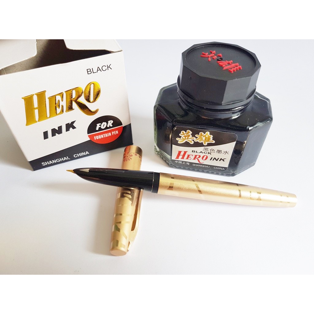 Tinta Hero Original Hitam 50 Ml Tinta Pulpen Isi Ulang Fountain Pen Pekat