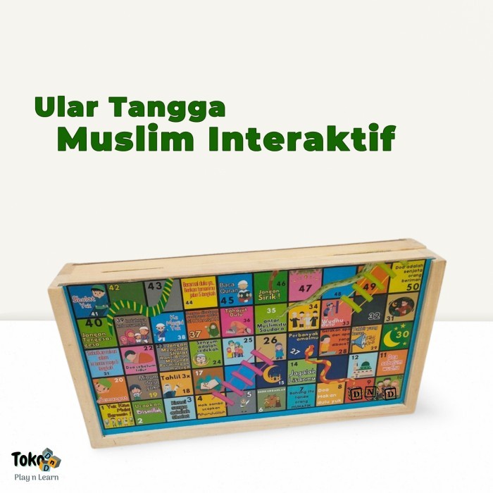 Mainan Anak Keluarga Board Game Ular Tangga Kayu Muslim Snake Ladder