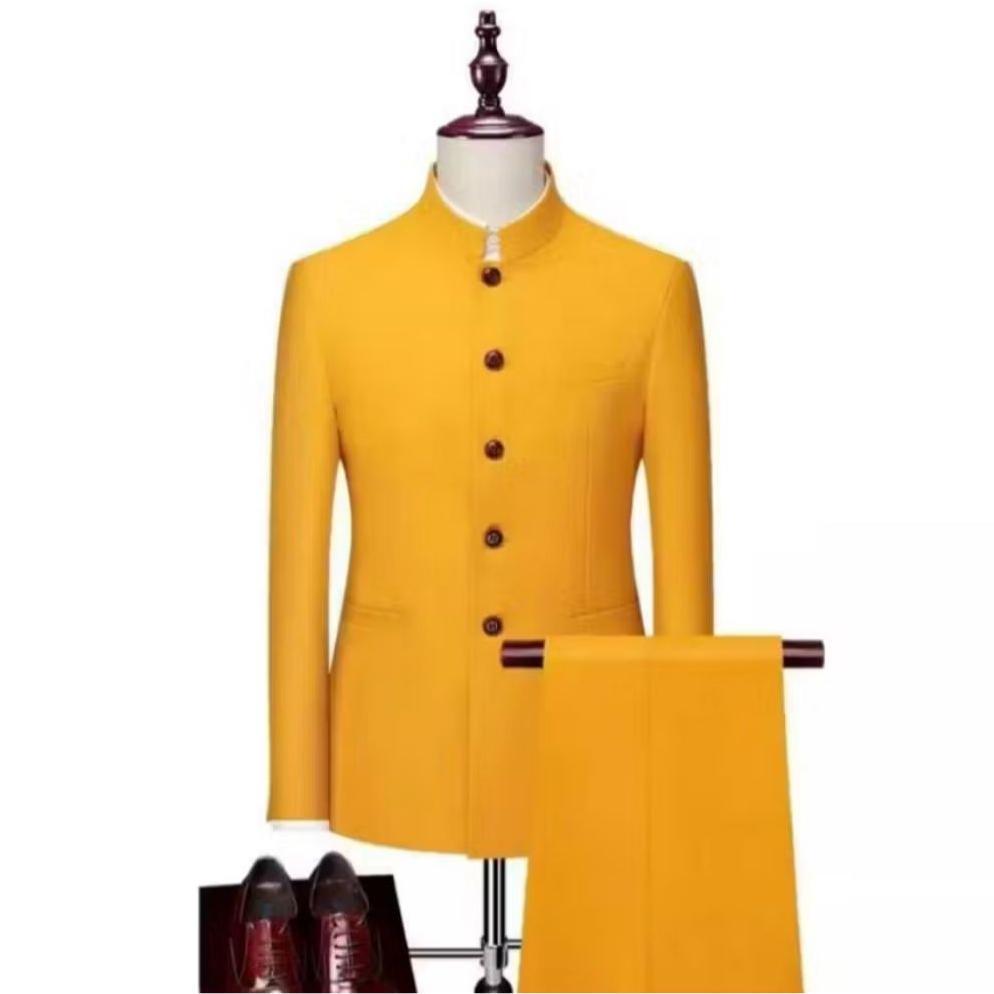 Diskon 2 In 1 Setelan Jas Koko Dan Celana Set Jas Mandarin Pria Dewasa Full Puring Jas Santri Guru