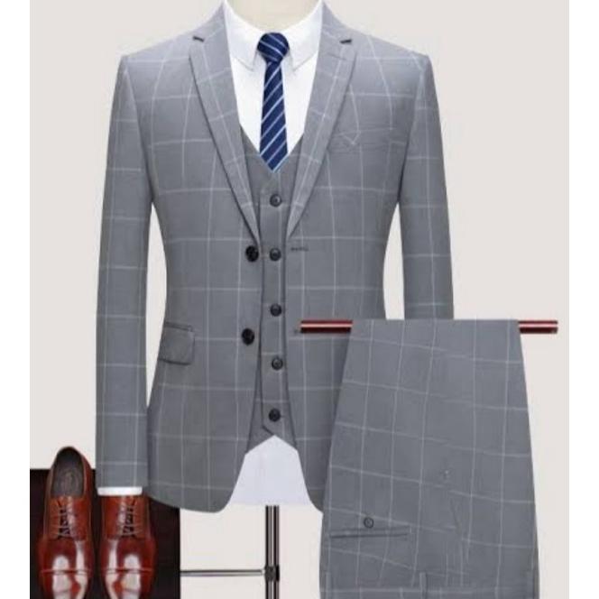 Diskon Setelan Jas Tartan/Setelan Jas Klimis Pria/ Jas Formal Pria Motif Kotak /Setelan Jas Formal P