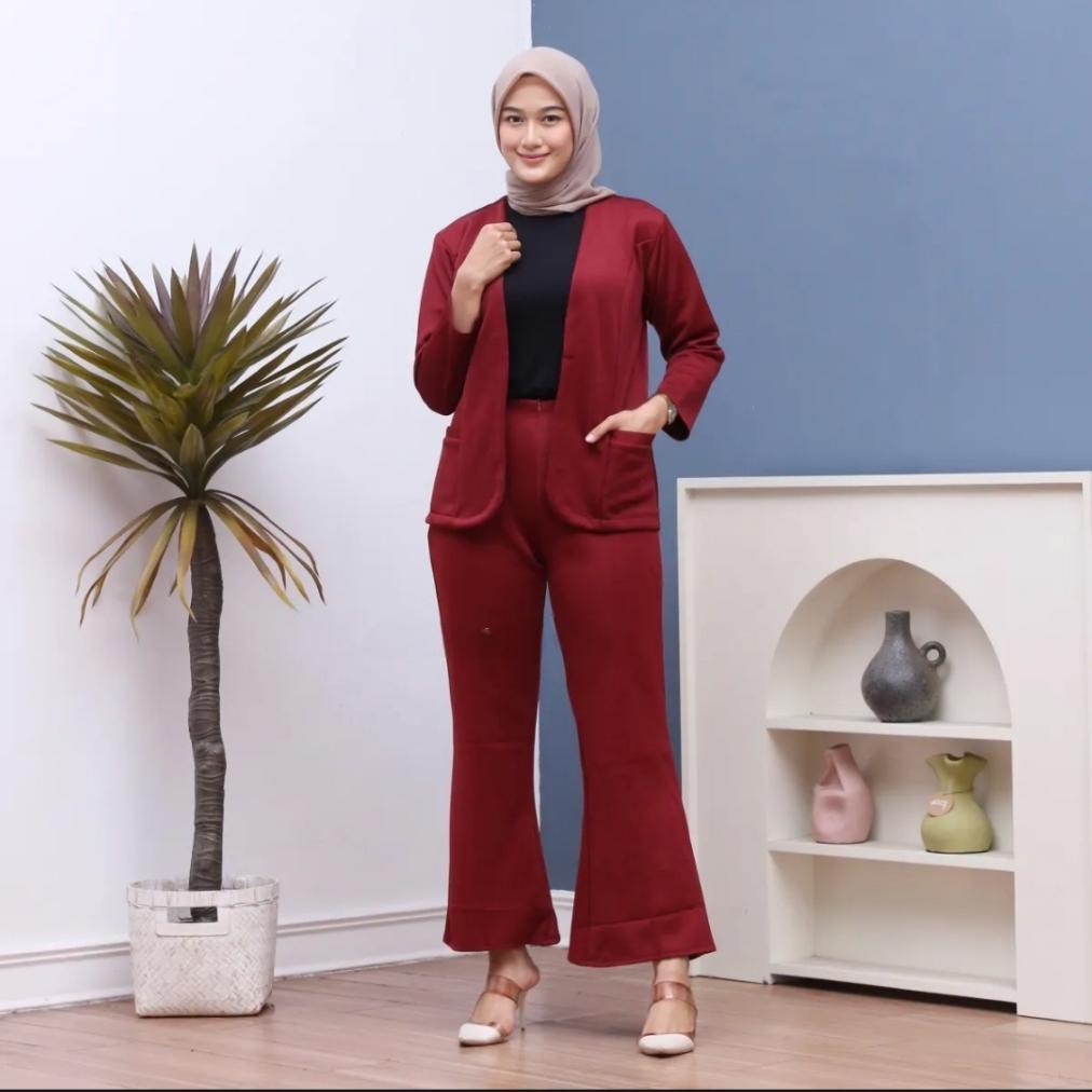 Diskon One Set Blazer Scuba / Setelan Blazer Cutbray / Setelan Wanita