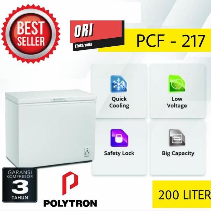 POLYTRON CHEST FREEZER/FREESER BOX 200L PCF-217 (SBY-SDA-GRESIK ONLY)