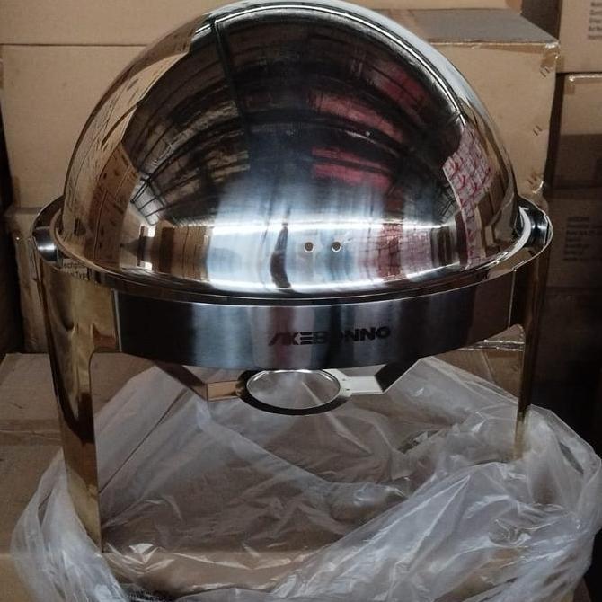 AKEBONNO -Chafing Dish Round Roll Gold/Tempat Penghangat Makan Prasmanan/Restoran Bulat Stainless