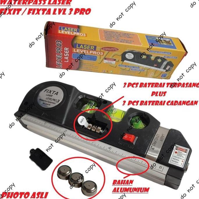 Waterpass Fixit Level Pro 3 Water Pass Meteran Laser up to 250 Cm
