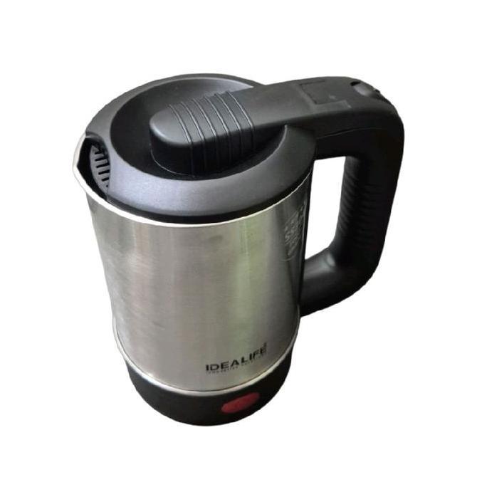 IDEALIFE Teko Listrik Pemanas Air IL-100 0.5 L Stainless Steel Garansi 1TH Free 2 Gelas Hitam Model 