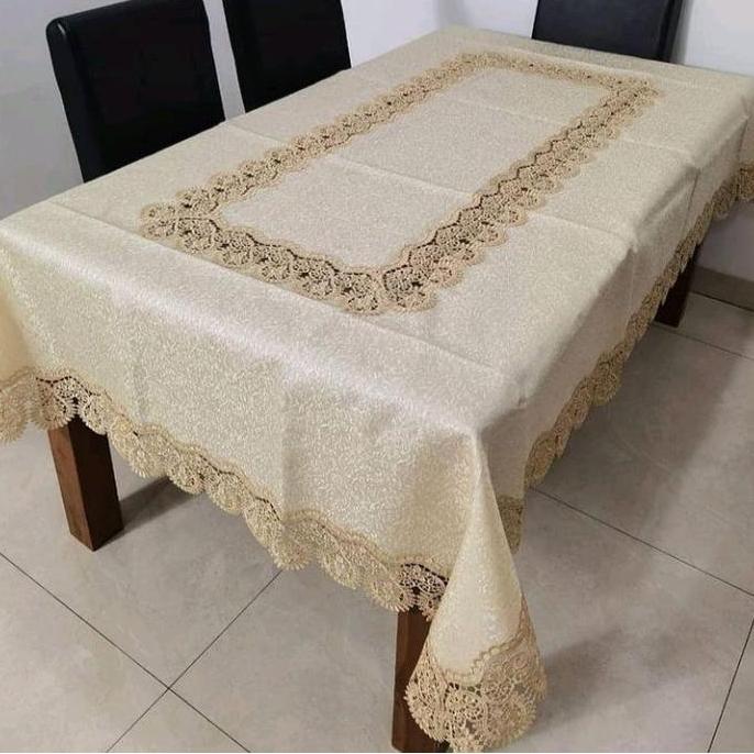 Taplak Meja Makan 8 Kursi Renda Sg Premium