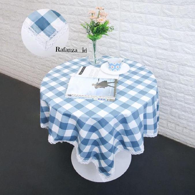 Taplak Meja Makan Ukuran 200 X 140 Cm Renda Motif Kotak Kotak Taplak Meja Makan Kain Katun