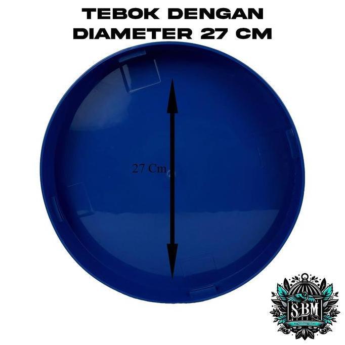 TEBOK PLECI MOTIF DIAMETER 27CM WARNA KUNING STABILO | WADAH UNTUK SANGKAR KANDANG BURUNG PLECI