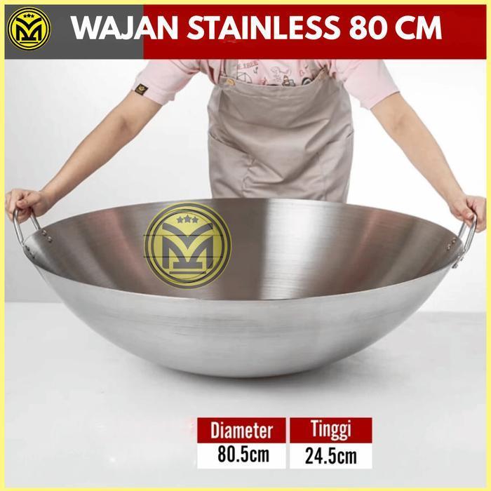 (Ready) Wajan Stainless Steel Jumbo Kimitsu Kuali Cekung Penggorengan Besar Ukuran 50 60 70 80 Cm Be