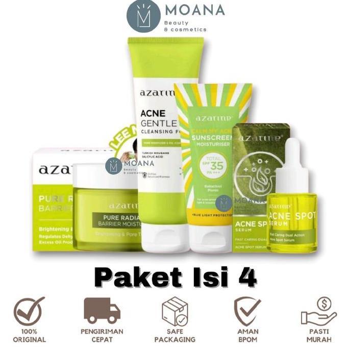[Isi 4] Paket Azarine Acne Series | Sunscreen Calm My Acne + Moisturizer Pure Radiance + Acne Spot S