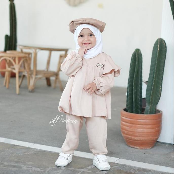 Baju Bayi NAZWA One Set SETELAN CELANA ANAK pakaian baby girl rayon twill Cantik Jilbab