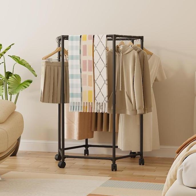 Rak Gantungan Baju Heksagonal Putar 360 Etalase Baju / Stand Hanger Gantungan Baju Segi Enam Portabl