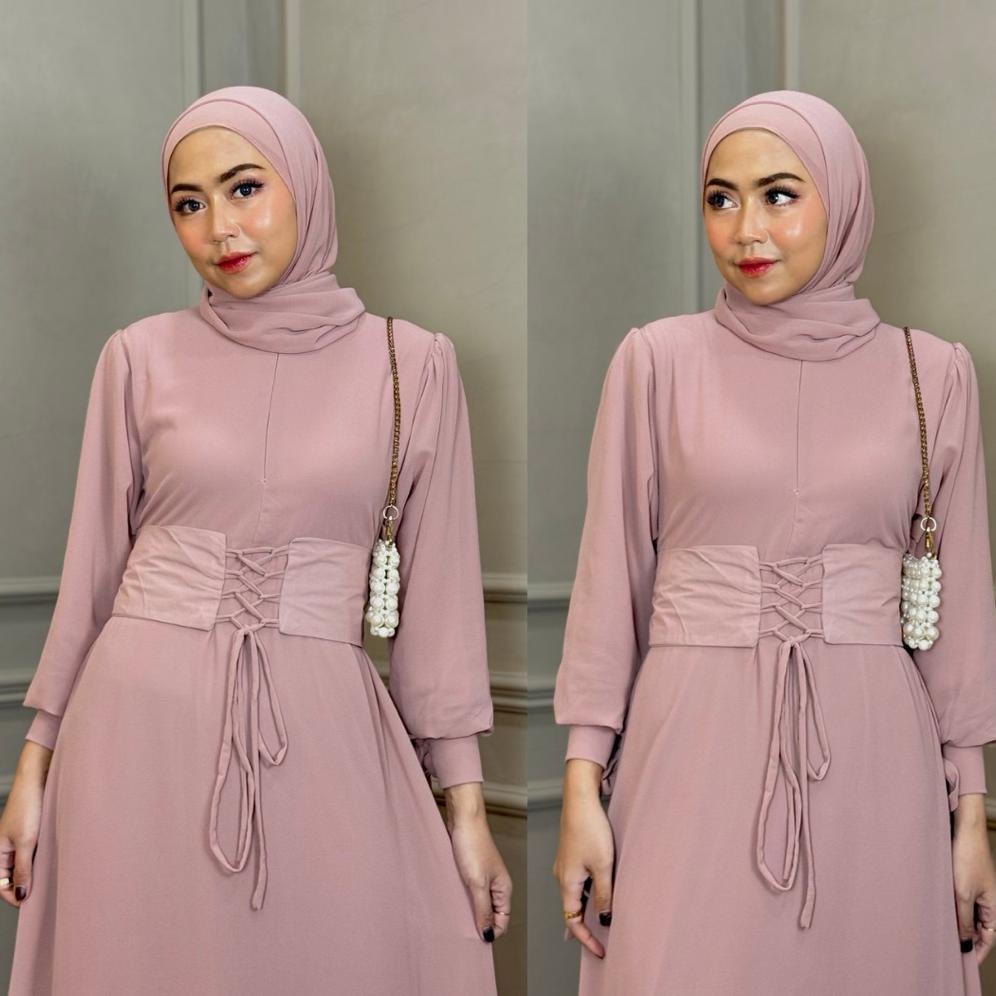 Diskon Lively Long Dress Kondangan Gamis Pesta Seragam Bridesmaid Gaun Prewedding Baju Muslim Polos 