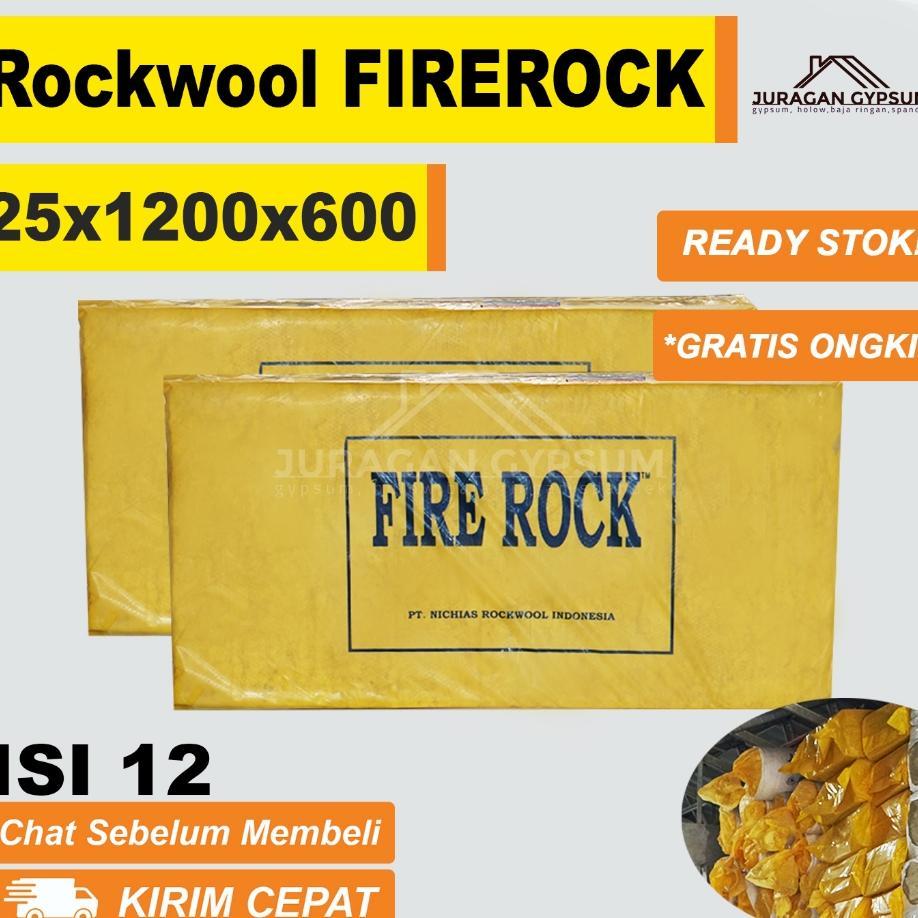 Rockwool D60 2,5 Cm Fire Rock Isi 12 / Peredam Suara Rockwool 60K 1" / Rock Wool Density 60 25Mm