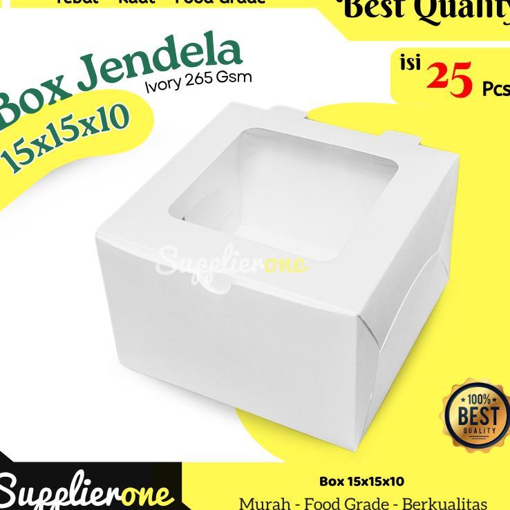 Box 15X15X10 Ivory Isi 25 / Box Snack / Dus Mini Cake / Dus Korean Cake / Dus Chiffon /  Box Pancake