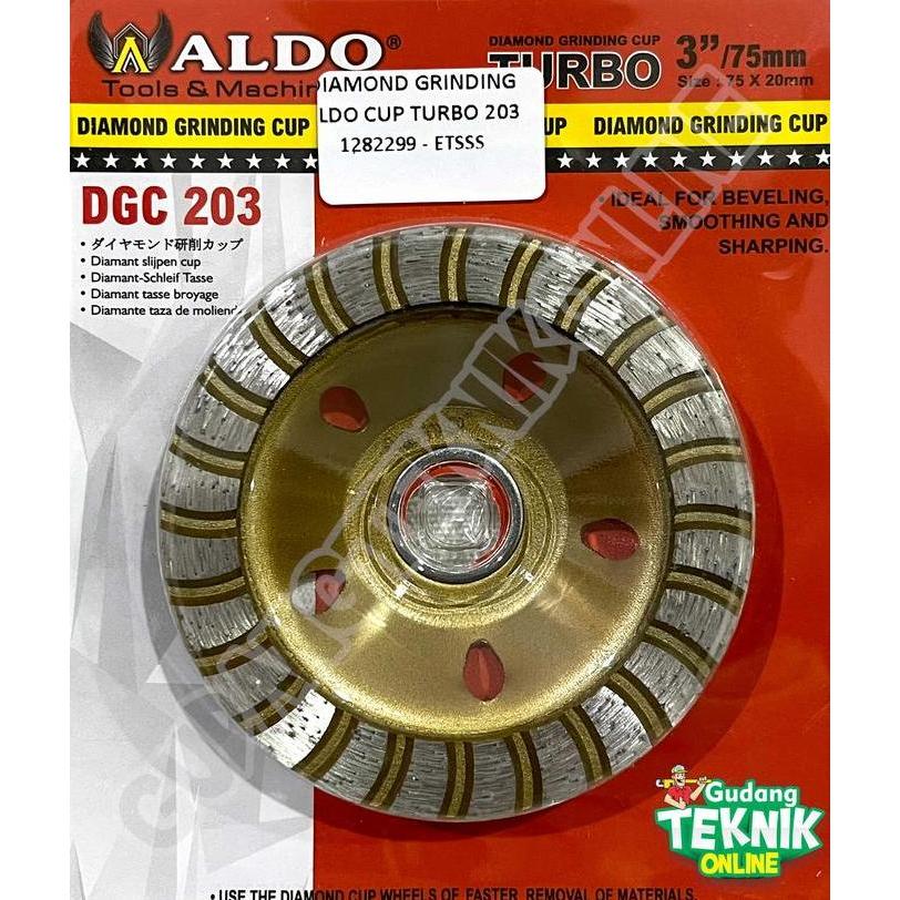 URGAN Diamond Grinding Wheel Cup 3" ALDO 203 TURBO MANGKOK CUP / Mata Gerinda Poles Granit Granite B