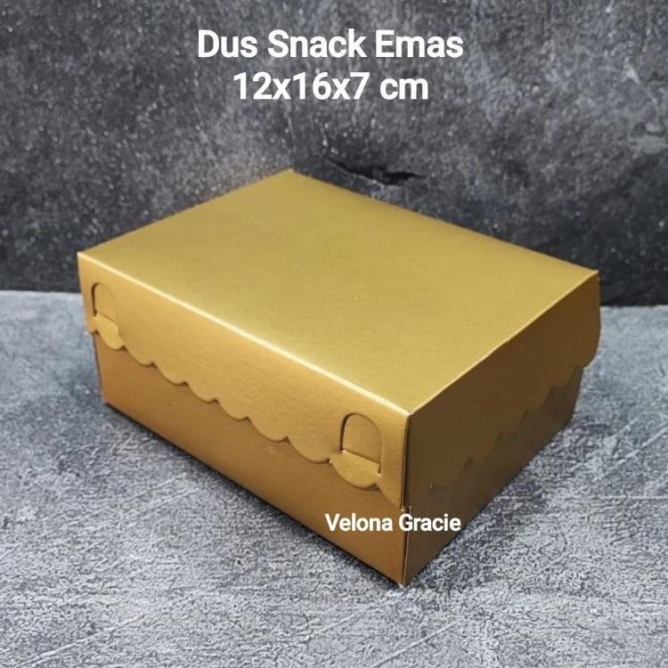 Dus Emas 12X16 Renda Isi 50 Pcs Kotak Kue Snack Box Gold