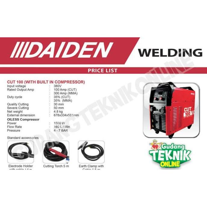XERANA Mesin Las Cut 100 With Compressor DAIDEN 3Phase 380V / Mesin Las Listrik Potong Inverter Cutt