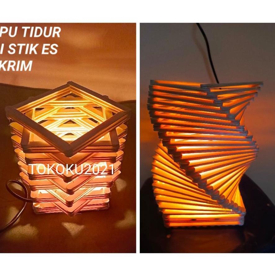 Kerajinan || Prakarya Dari Stik Es Krim Lampu Tidur Sudah Termasuk Colokan Listrik Dan Lampu