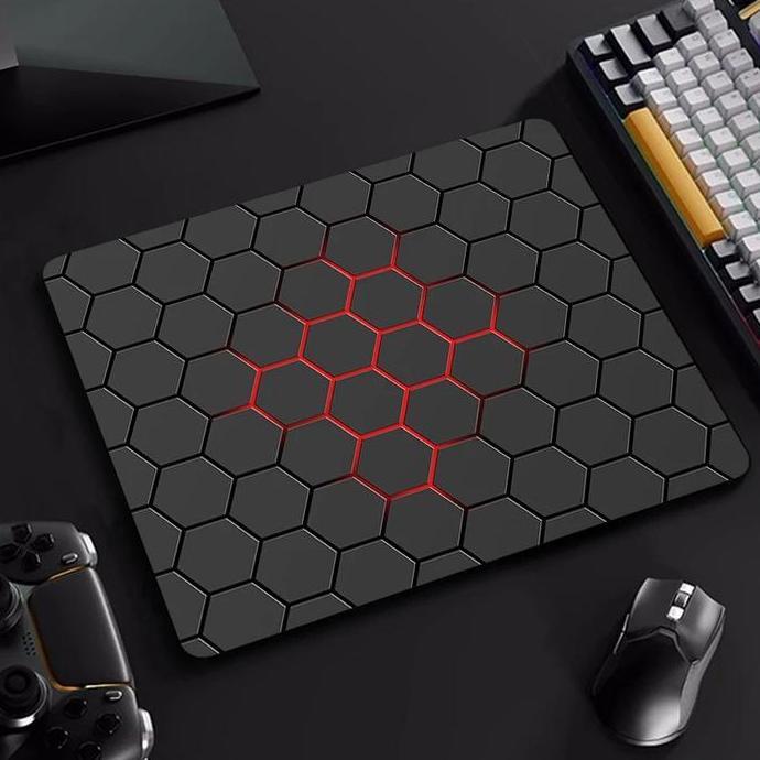 CARACAV Mousepad Gaming Mouse Pad Square Shape - Motif Honeycomb Laser Design - HC10