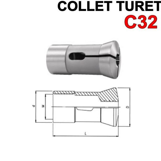 TERAR Collet Turet C32 Collet Turret C32 Collet C32 Collet Chuck Mesin Turet