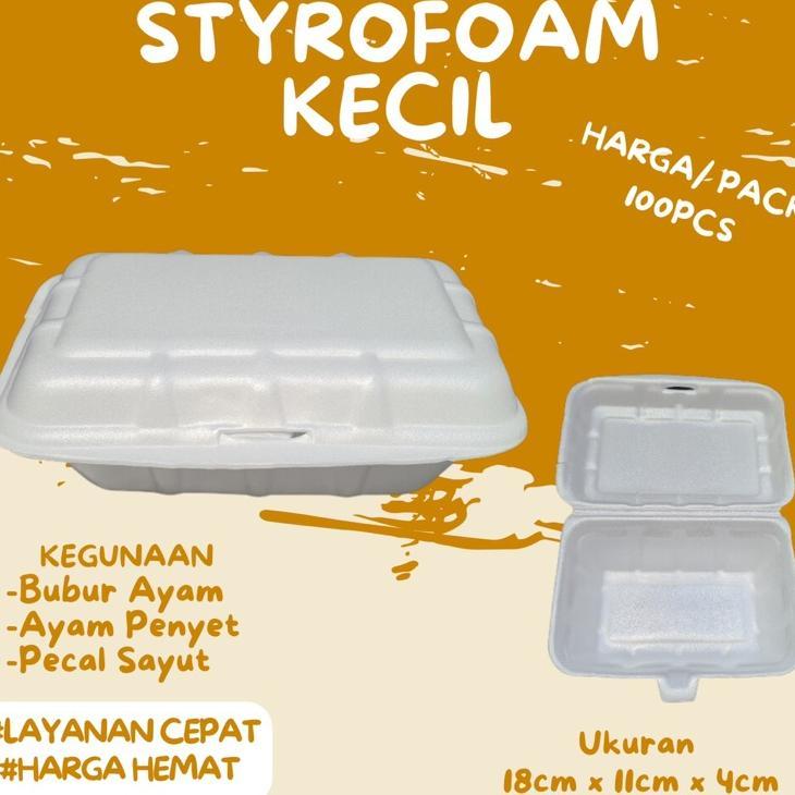 Sterofoam Kecil Isi 100Pcs Box Strofoamkotak Styrofoam Makan Gabus Bubur Ayam Geprek Pecal